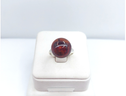 Кольцо без оправы с винным янтарем