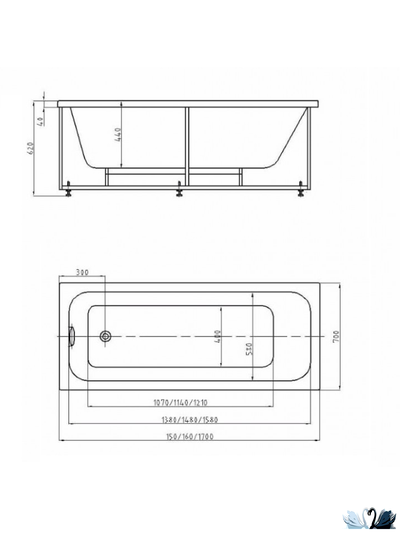 Ванна Aquatek Мия 170x70 см MIY170-0000004, акриловая, прямоугольной формы