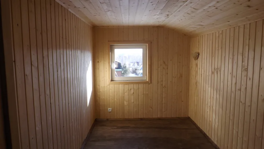 Произвели утепление, обшили евро вагонкой.