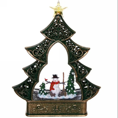 Новогодний светильник "Елочка" c LED подсветкой и поддувкой снега, 30*22*9 см