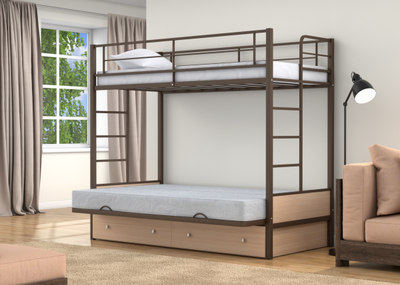 Двухъярусная кровать-диван Дакар 1 Коричневый (вставки Дуб молочный) фото 6