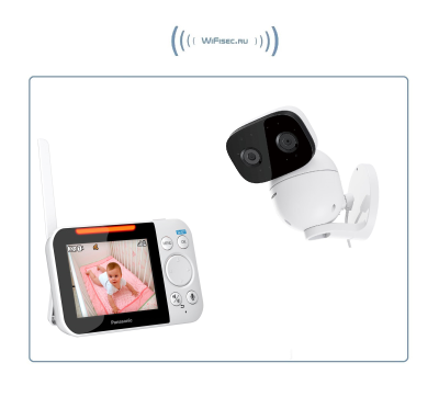 Видеоняня Panasonic KX-HN3001-X2. В комплекте монитор 3,5" и две поворотных видеокамеры, VGA