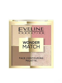 EVELINE Палетка для контуринга лица WONDER MATCH тон 01 пудра со светоотражающим эффектом, румяна, бронзер, хайлайтер