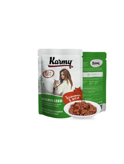Пауч Karmy (Карми) влажный корм (пауч) для стерилизованных кошек, телятина в желе 80 г