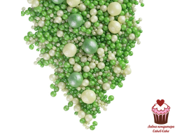 Драже рисовое в шоколадной глазури Жемчуг бело-зеленый микс, 50 г (мягкое)