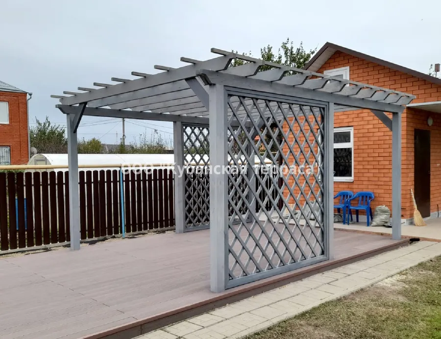 Деревянная пергола 5*3м со шпалерами