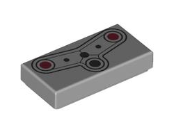 Tile 1 x 2 with Robotic Sensors, Black and Dark Red Dots with Circles and Outlines Pattern, Light Bluish Gray (3069pb1407 6565839)