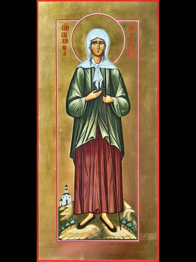 Ксения Петербургская, святая блаженная. Рукописная мерная икона.