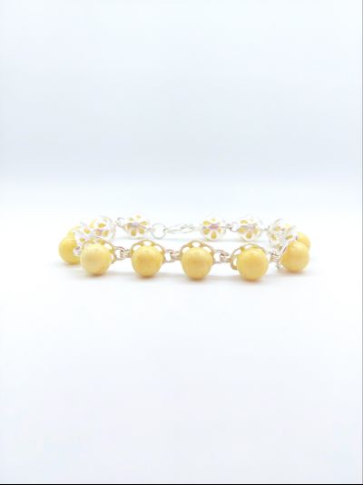 Браслет из посеребренного покрытия с янтарем