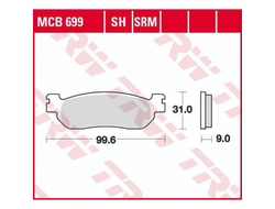 Тормозные колодки передние/задние TRW MCB699 для Yamaha, Italjet (Organic Allround)