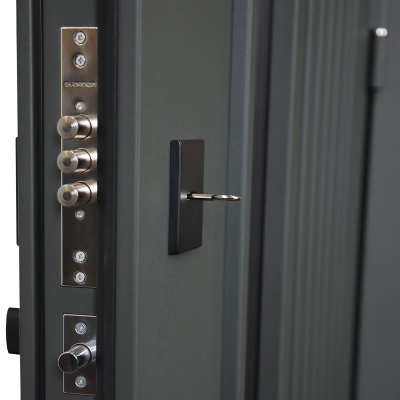 Стальная дверь   Барс с окном (терморазрыв 3к). Заказная модель.