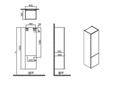 Пенал Vitra Metropole Pure, 40 см, правосторонний, цвет глянцевый белый, 67342