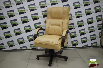 Кресло Бостон, кожа бежевая/кож.зам бежевый.