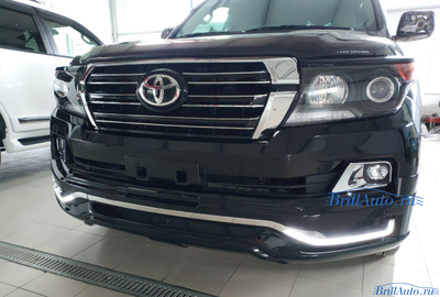 Бампер + губа MODELLISTA LED Toyota Land Cruiser 200 2007-2015 в стиле 2016+ с подсветкой