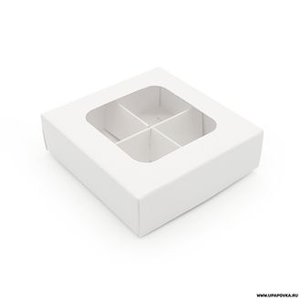 Коробка для конфет Белый 4 шт (100 х 100 х 30 мм) крышка - дно