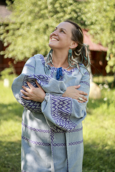 Платье славянское "Волшебница" ручное ткачество