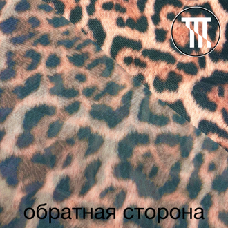 Сетка-стрейч принт Увеличенный леопард с ворсинками