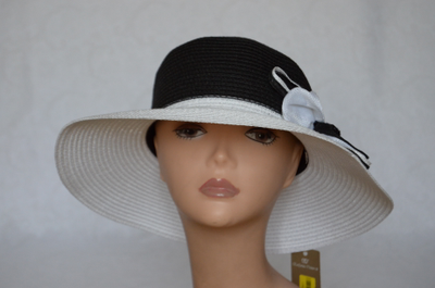 Stefania Maiaroli 1637 шляпа летняя белая с черным