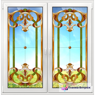 Витражная пленка, витражная пленка самоклеющаяся, пленочный витраж с классическим рисунком матовая