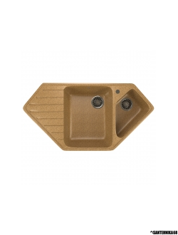 Мойка из искусственного мрамора MIXLINE ML-GM25 угловая двухчашевая с крылом 500*970*200мм