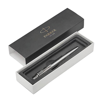 Ручка подарочная шариковая PARKER "Jotter Premium Stainless Steel Diagonal CT", серебристый корпус, гравировка, синяя, 1953197