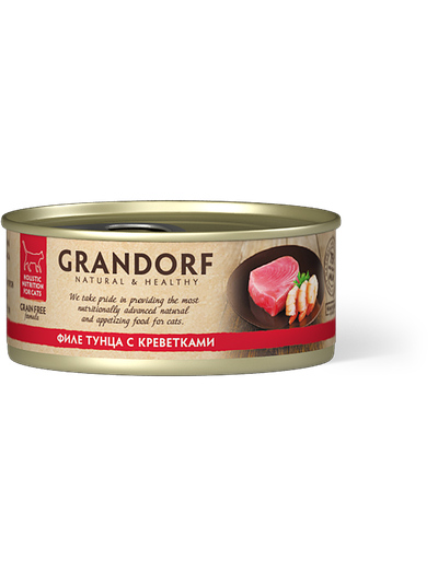 Консерва для кошек Grandorf Филе тунца с креветками 70 г