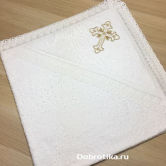 Крестильное полотенце (крыжма) с капюшоном или без,  100х100см, можно вышить любое имя