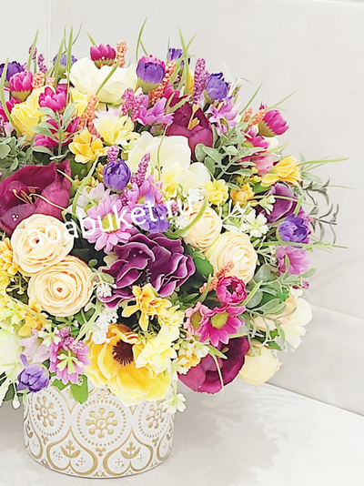 Цветочная композиция из искусственных цветов - Агнесса волшебная № МС038/На сайте АОАБУКЕТ.ру Купить