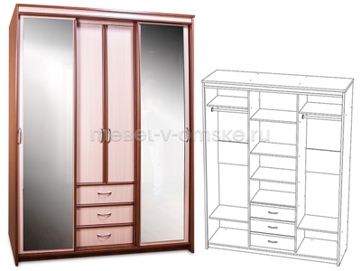 Шкаф-купе Карина 1,7 с 2 зеркалами