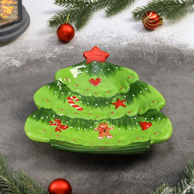 Блюдо Новогоднее «Ёлочка» в подарочной коробке, 22,5×19×3,5 см