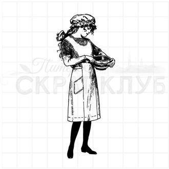 Штамп винтажный девушка кухарка