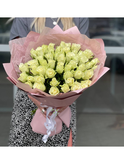 Белые розы Кения 51 шт