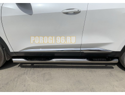 Пороги труба с проступью d76 для Haval F7 2022-2024