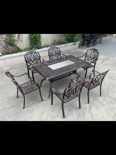 Обеденная группа Teide из литого алюминия с жаровней