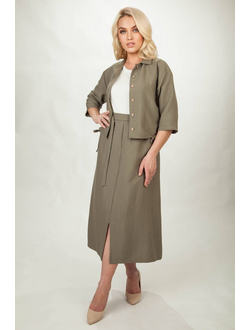 Жакет 4387 _ Юбка 179 хаки
