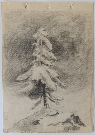 "Женский портрет" бумага карандаш Акимов А.А. 1960-е годы