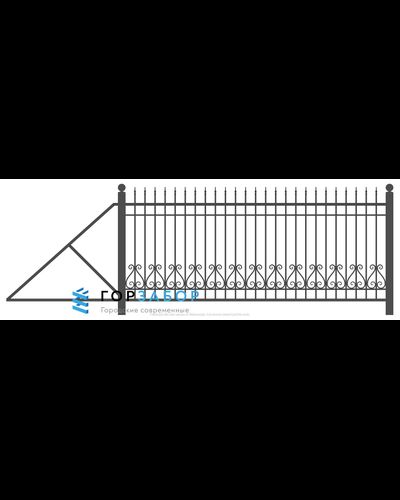 Откатные сварные ворота с элементами ковки KSZ15-31 купить со скидкой