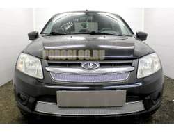 Защита радиатора Lada Granta 2014- лифтбек, седан (2 части) chrome PREMIUM
