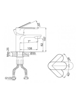Смеситель для раковины Калория 40 мм Calorie бронза 2521A45E