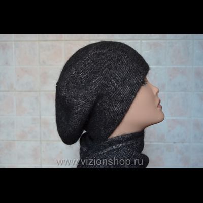 Вязаный комплект для женщин берет и шарф осень - зима 2017 - 2018  Vizio Италия 5800 коричневый ( 28 )