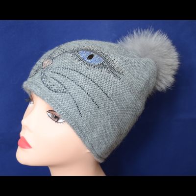 Женская шапка кошка с помпоном Vizio Италия 5562