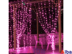 Занавес 2*3 м, РОЗОВЫЙ, IP65 постоянное свечение