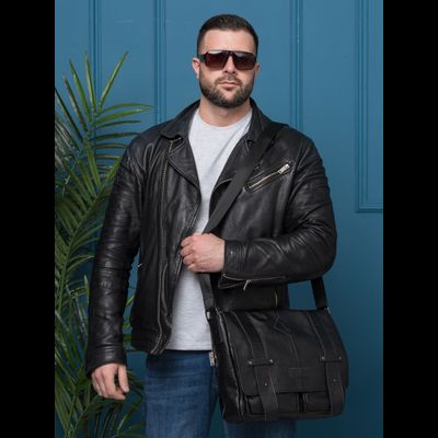 Кожаная мужская сумка Madruzzo black (арт. 5068-01)