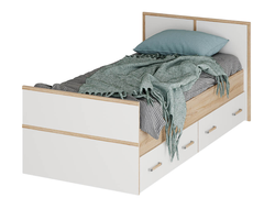 Сакура Кровать с ящиками 0,9 м LIGHT Сонома/Белый (без основания)