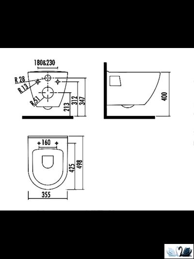 Чаша унитаза CREAVIT Terra TP325-11CB00E-CA00 с декором золото Цветы, подвесная