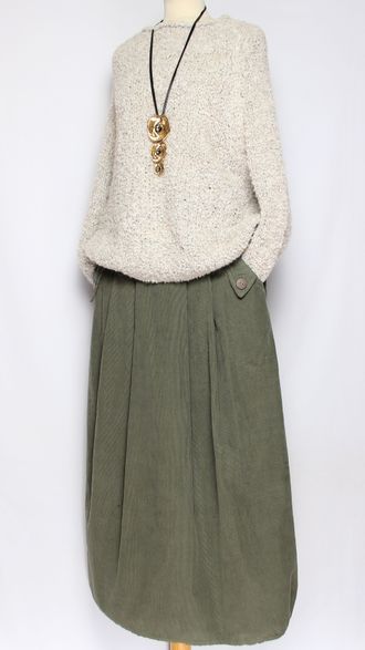 ЮБКА "Вельвет карманы клапаны" хаки до р.54