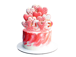 Торт с сердечками пряничное оформление