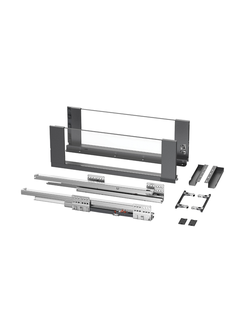 Комплект выдвижного ящика Tango Slim СТЕКЛО 199x450мм графит