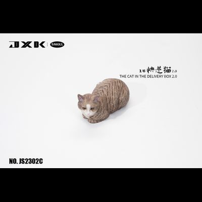 Котик в коробке (серый) - Коллекционная ФИГУРКА 1/6 scale The Cat In The Delivery Box 2.0 (JS2302C) - JXK
