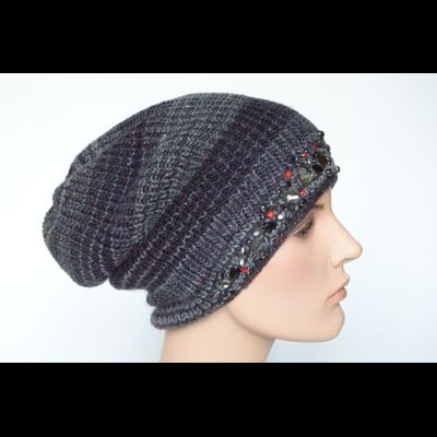 Итальянская шапка с украшениями Сваровски Vizio 5833 серая
